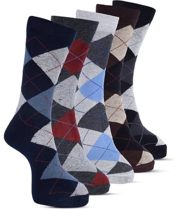 TF Pack of 5 Men's Cotton Blend Full Length Socks ( Multicolor )