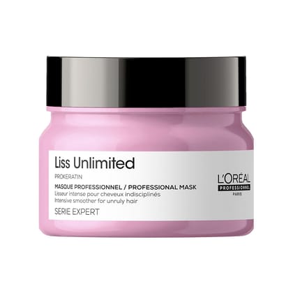LOreal Professionnel Liss Unlimited Hair Mask with Pro-Keratin and Kukui Nut Oil for Rebellious Frizzy Hair, Serie Expert, 250gm