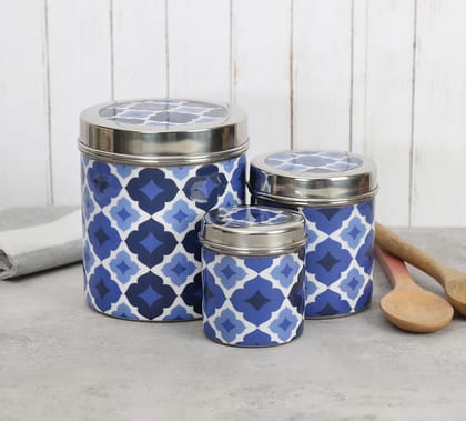 India Circus Prismatic Hexagons Steel Container Set Of 3