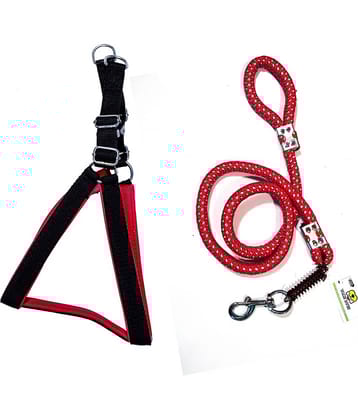 Padded Harness and Leash for Adult Dogs of All Breeds (Black Color - 1.5 inches)