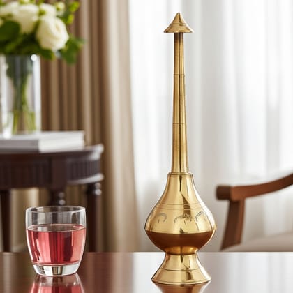 Brass Gulab Pash Rosewater Sprinkler – Antique Pooja Item, Height : 8.1 Inch (ZMAS238 C)