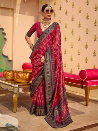 Red Pure Sigma Silk Printed Saree