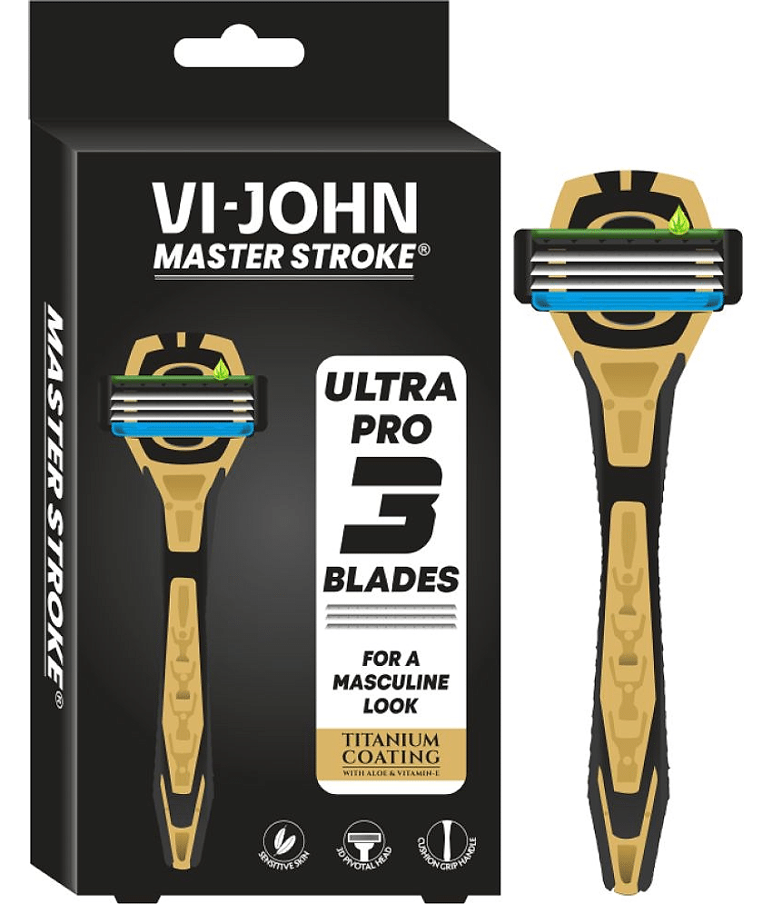 VI-JOHN Master Stroke Ultra Pro 3 Blade Shaving Razor for Men (1 Handle + 1 Cartridges)