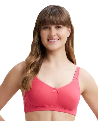 Jockey FE41 Women's Wirefree Non Padded Super Combed Cotton Elastane Stretch Full Coverage Everyday Bra with Concealed Shaper Panel and Broad Fabric Straps_Ruby_38C Jockey FE41 Women's Wirefree Non Padded Super Combed Cotton Elastane Stretch Full Coverag