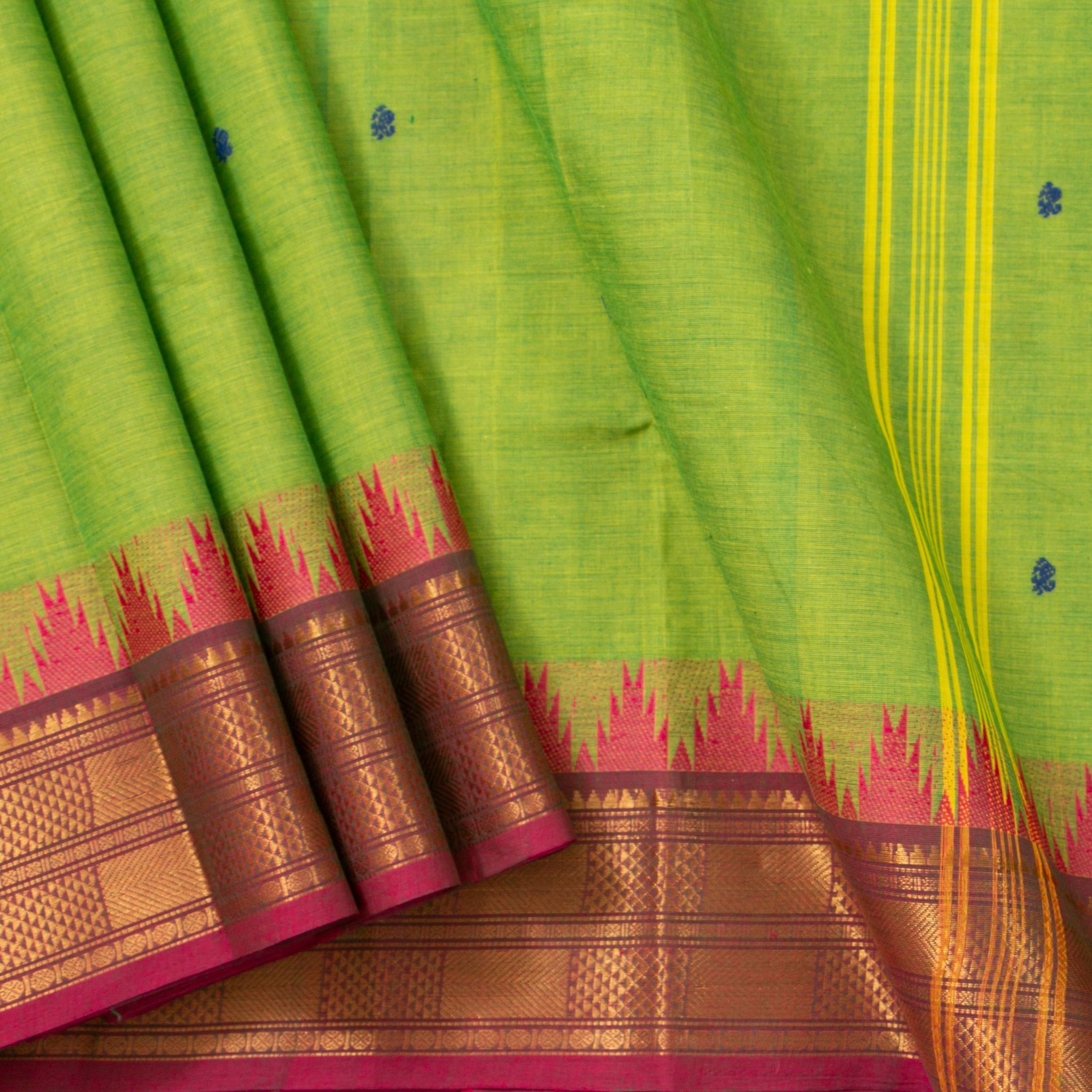 Green Kanchi Cotton Saree Ganga Jamuna PV MM KC 230