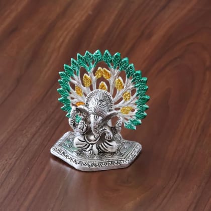 Dreamkraft Elegant Mini Ganesh Murti - Lord Ganesh Idol for Home & Office Decor | Intricately Designed Pooja Statue & Showpiece (Silver, 10 cm)