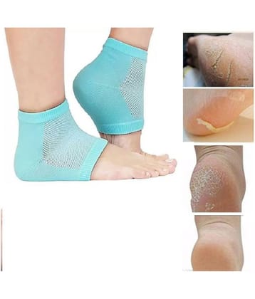 Silicone Gel Heel Socks For Dry Hard Cracked Heels Repair Heel Support (Blue) 1Pair