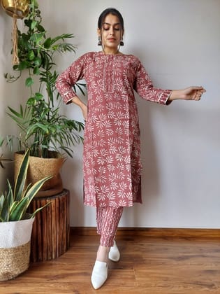 Cotton Kurti and Pant Block Print L| Handmade block print | Cotton Kurti| Festive Wear | Brown