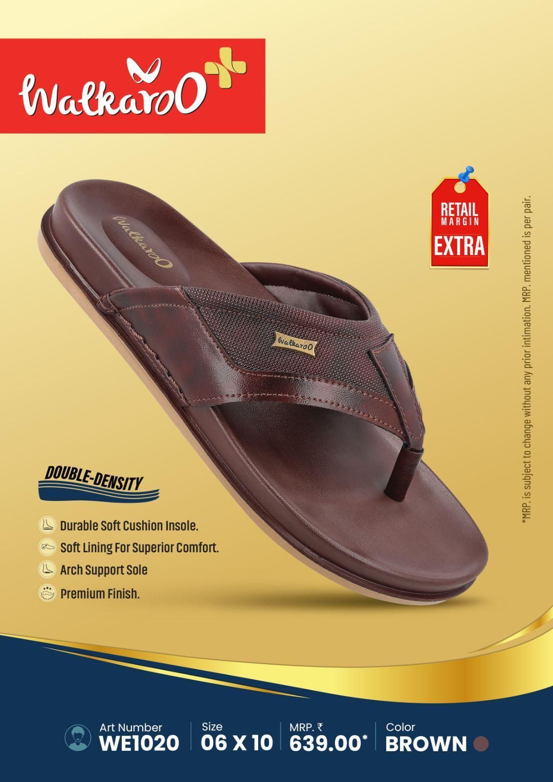 Walkaroo WE1020 Brown G No 10 Mens Slipper