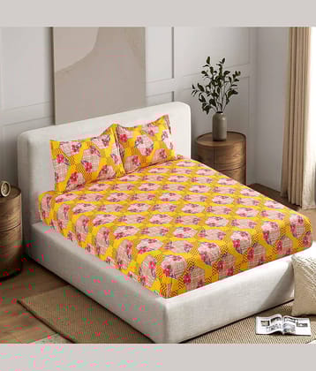 Valtellina Poly Cotton 1 Double Bedsheet with 2 Pillow Covers ( Multicolor )