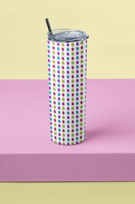 Cats In Colour Skinny Tumbler With Metal Straw
