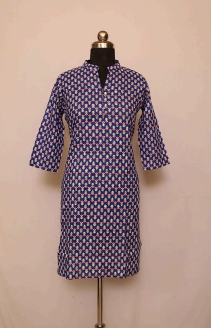 Cotton Collar Kurti With Sleeves