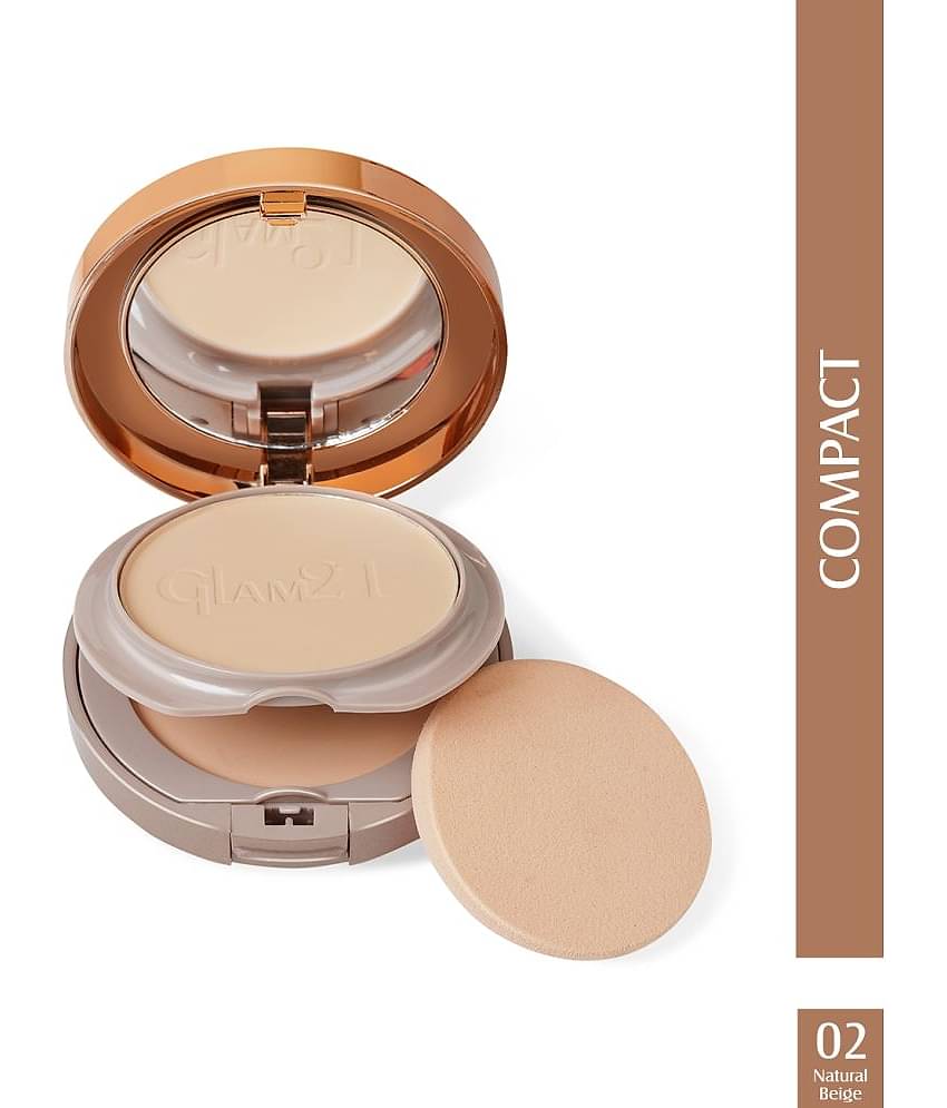 Glam21 Duo Finish|2-in-1 Compact Powder Smooth Satin Texture & Matte Finish 24gm Light Linen-01
