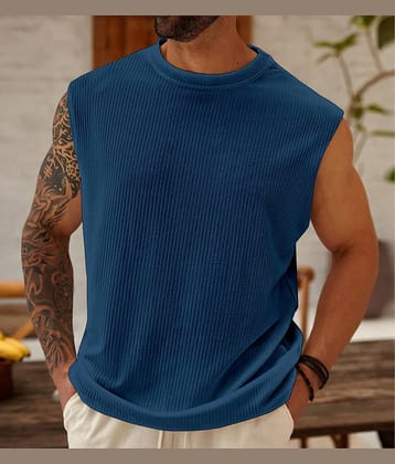 KAJARU Pack of 1 Cotton Blend Gym Vest For Men ( Blue )