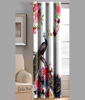 BELLA TRUE Abstract Printed Semi-Transparent Eyelet Curtain 5 ft ( Pack of 1 ) - Multicolor