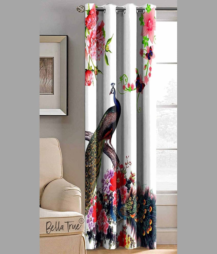 BELLA TRUE Abstract Printed Semi-Transparent Eyelet Curtain 5 ft ( Pack of 1 ) - Multicolor