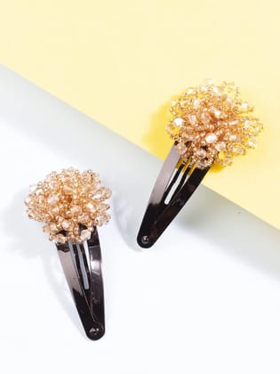 Gold-Toned Beaded Tic Tac Hair Clip