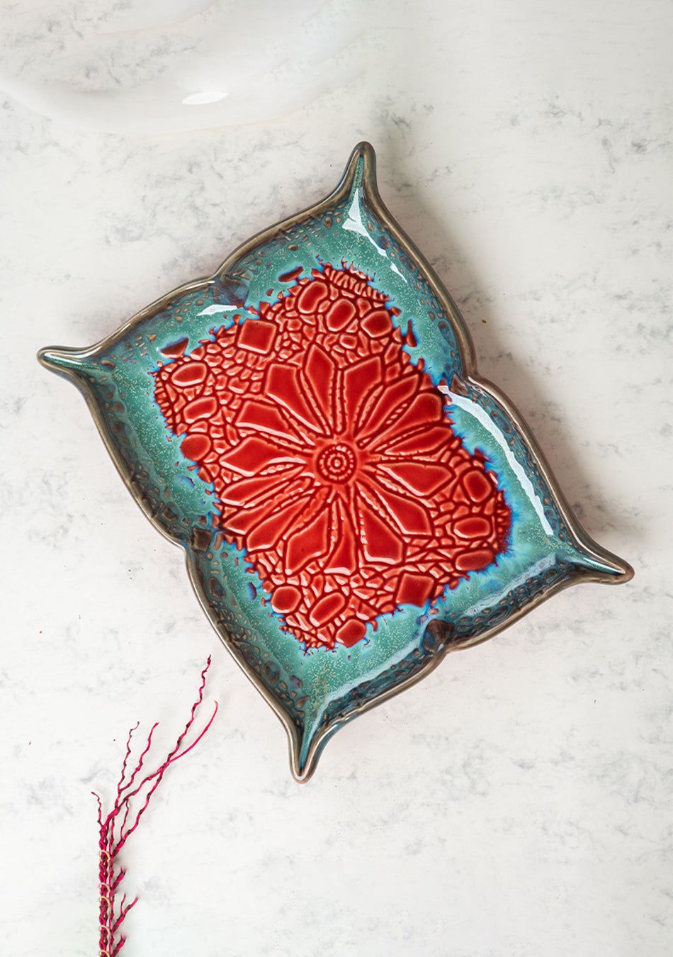 Mandala Red Ceramic Platter