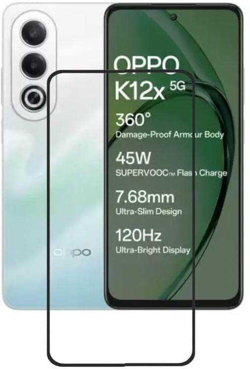 PLUGTECH Advanced Tempered Glass With Anti-Explosion 9H Hardness Edge-To-Edge Coverage Screen Guard for OPPO K12X