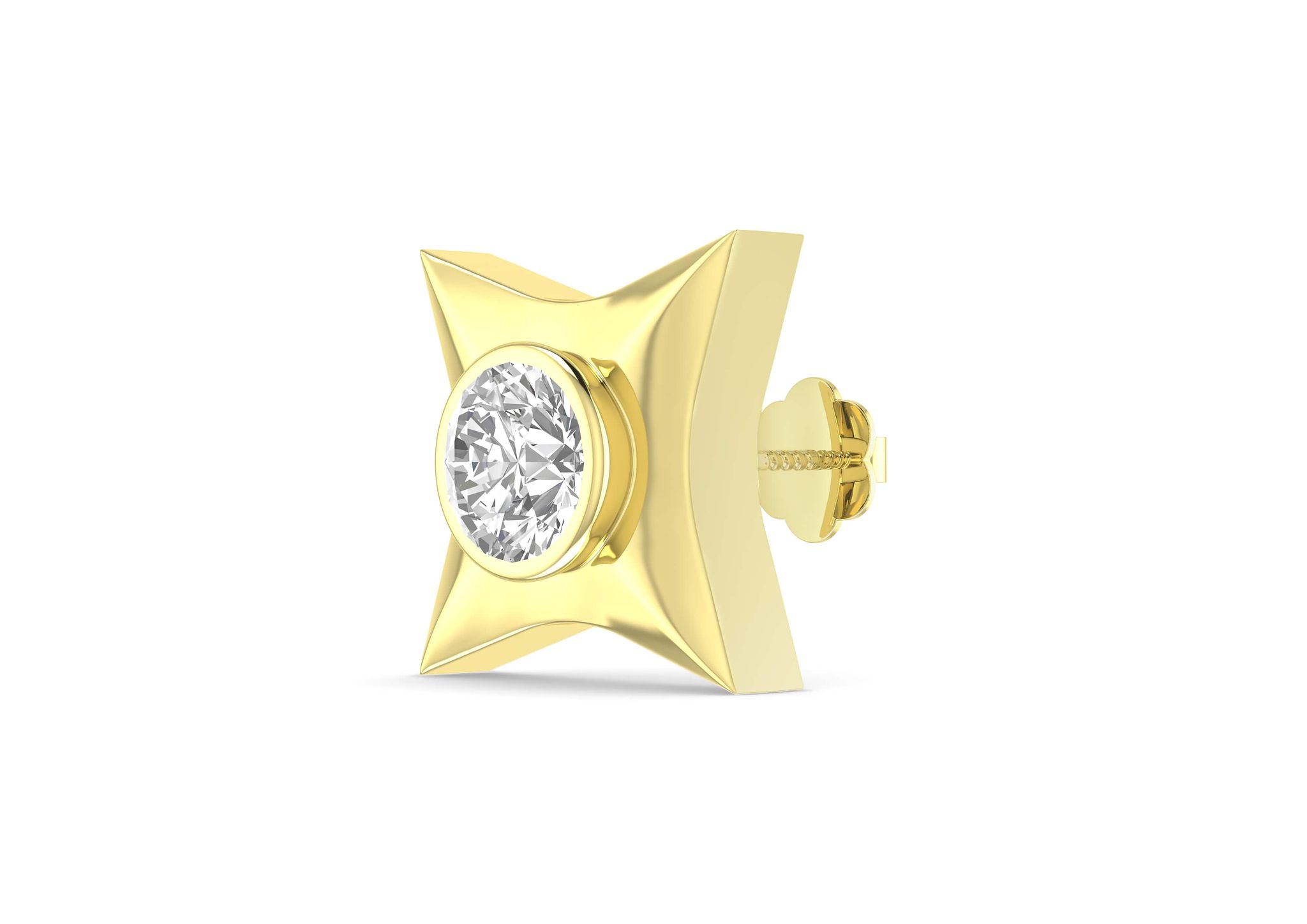 Concaved Quad Bezel Men's Ear Stud (1 Pc Only)