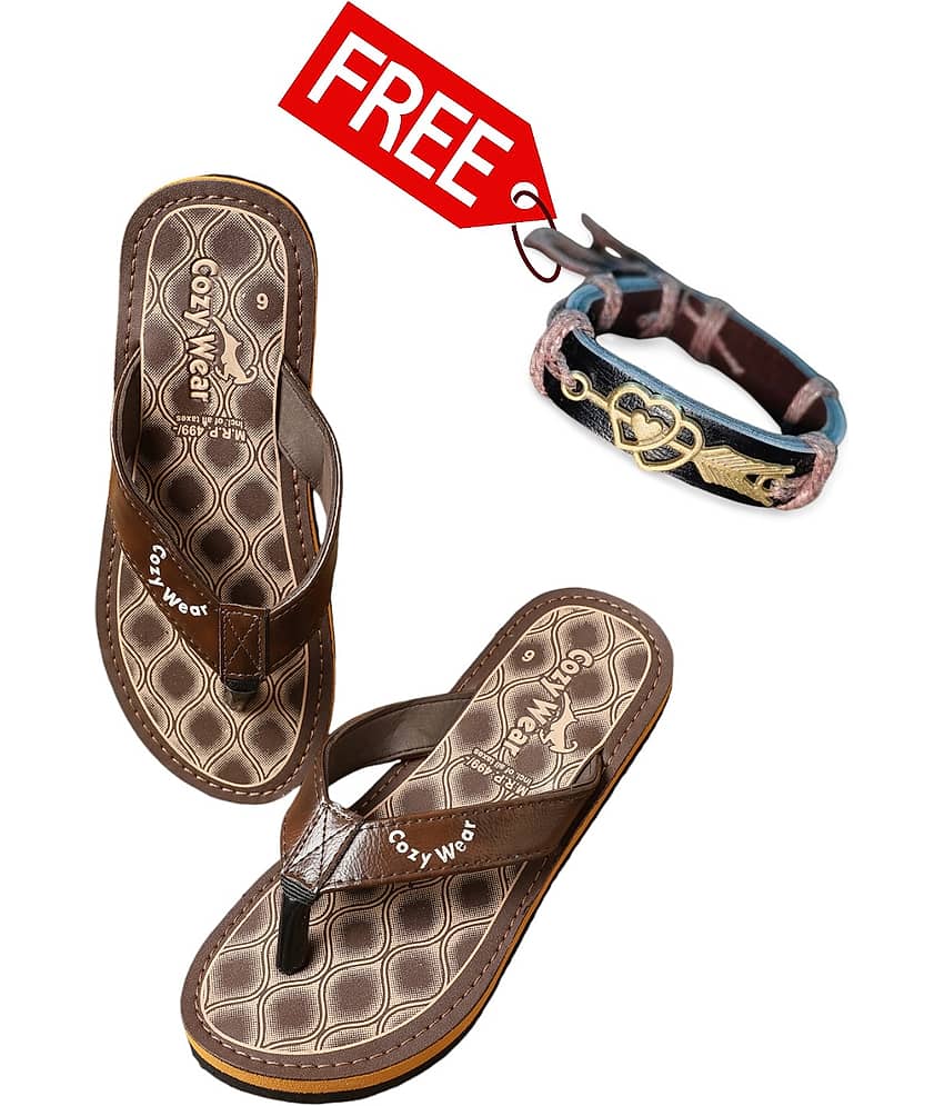 Cozy Wear Brown Men's Thong Flip Flop