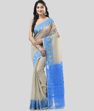 Desh Bidesh Cotton Self Design Saree Without Blouse Piece ( Grey )