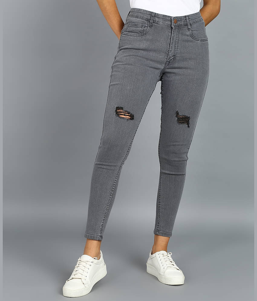 Urbano Fashion - Light Grey Denim Skinny Fit Women's Jeans ( Pack of 1 )
