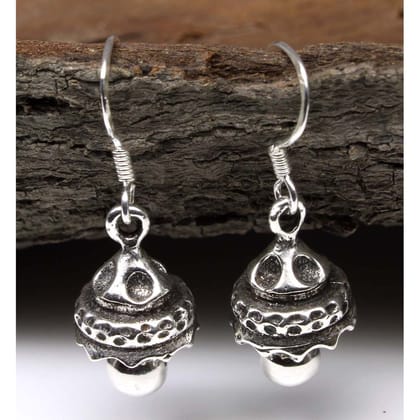 Ethnic gypsy Indian jhumka dangle 925 Sterling Silver antique fish hook Earrings