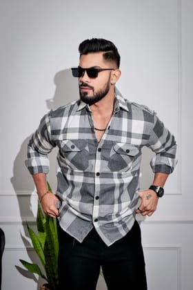 Grey-White Winter Checkered Shirt Grey-White Winter Checkered Shirt