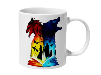 Multicolor Game Of Thrones Fire And Ice Book Art Ceramic Mug