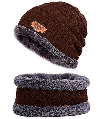 Infispace Dark Grey Woollen Women's Cap ( Pack of 1 )