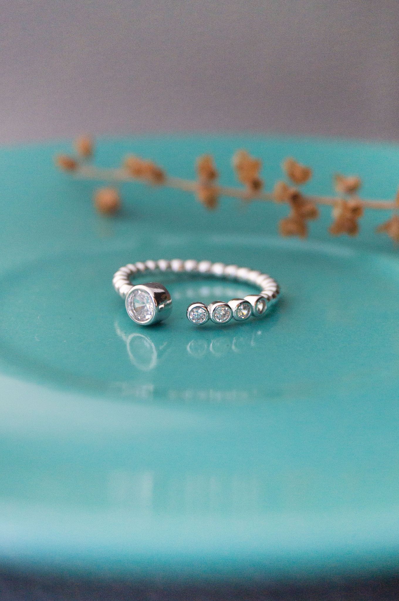 Sparkle Drops Sterling Silver Open Ring-US 5 = 15.6mm Diameter / Silver