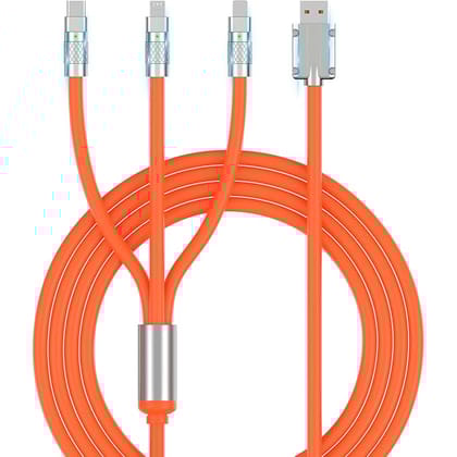 Multi Charging Cable, 3 In 1 Charger Cable, 120W USB-C Fast Charge, 4ft Universal Charging Cable with iOS/Type-C/Micro USB for Phones, iPad, MacBook ( Multicolour ) ( Loos Packing )
