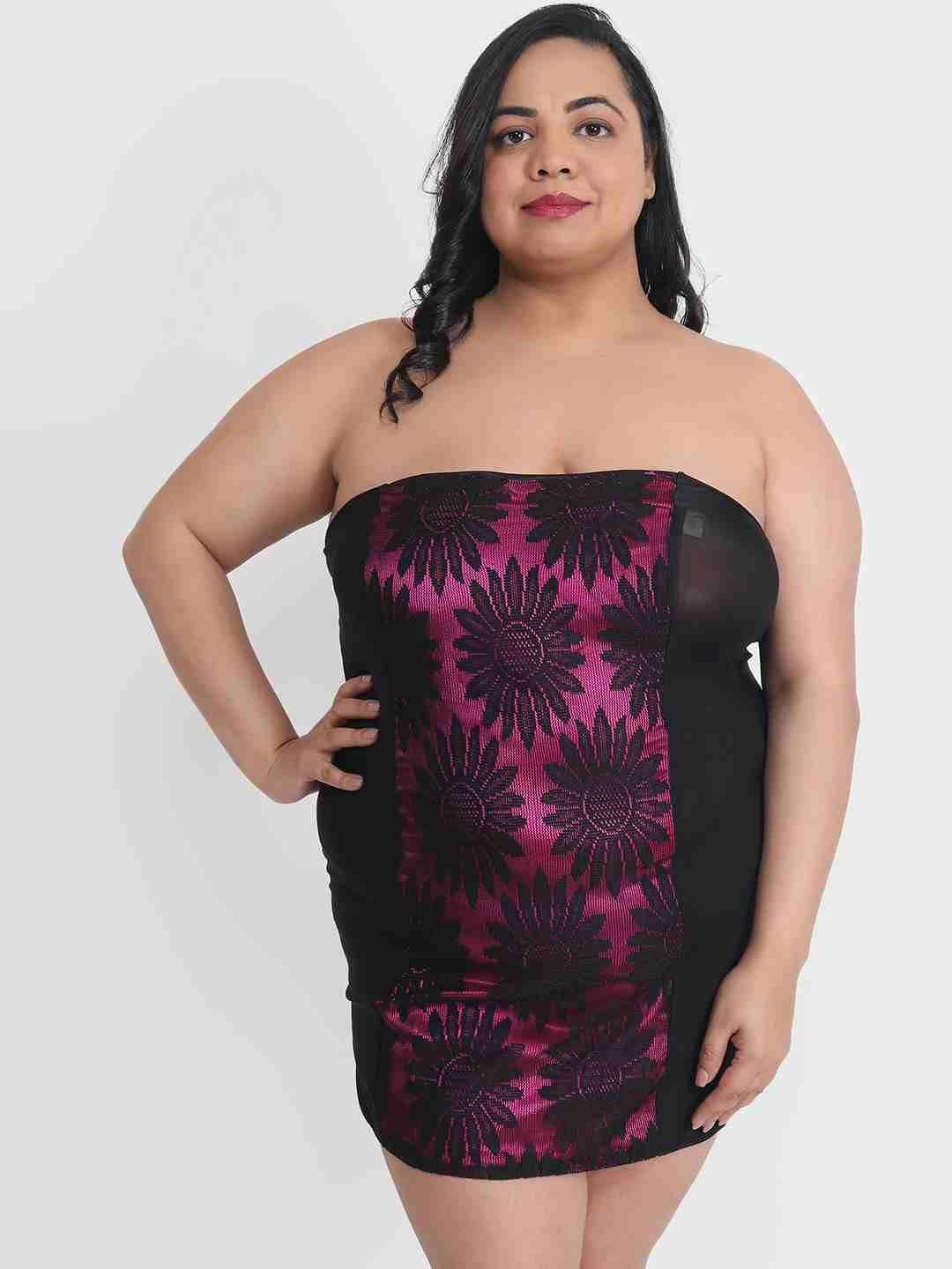 Plus Size Sexy Pink Bridal Babydoll Bikini Dress for Honeymoon BB13C