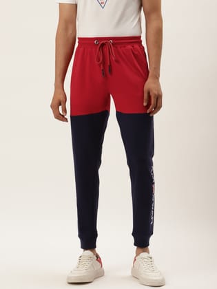Mens Cotton Rich Lycra With Contrast Panel Printed Track Pants-28