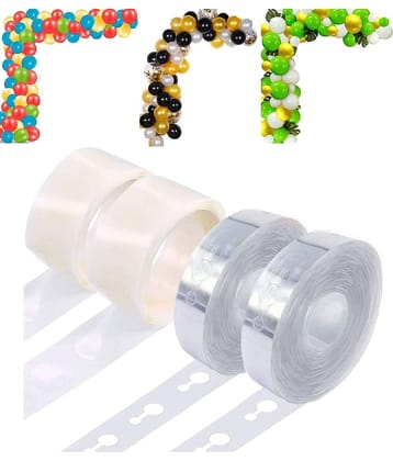 RTB Enterprises 2 Balloon Arch Tape with 2 Glue Dots Roll, 200 Glue Dots Roll, 32 Feet Balloon Garland for Balloon Arch Birthday Party Decoration, Celebration - Pack of 4 Units