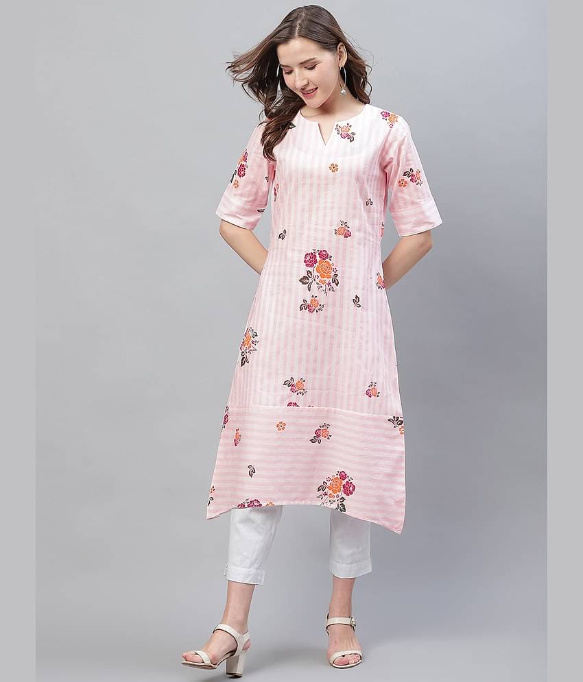 Vaamsi Cotton Printed A-line Women's Kurti - Off White ( Pack of 1 )