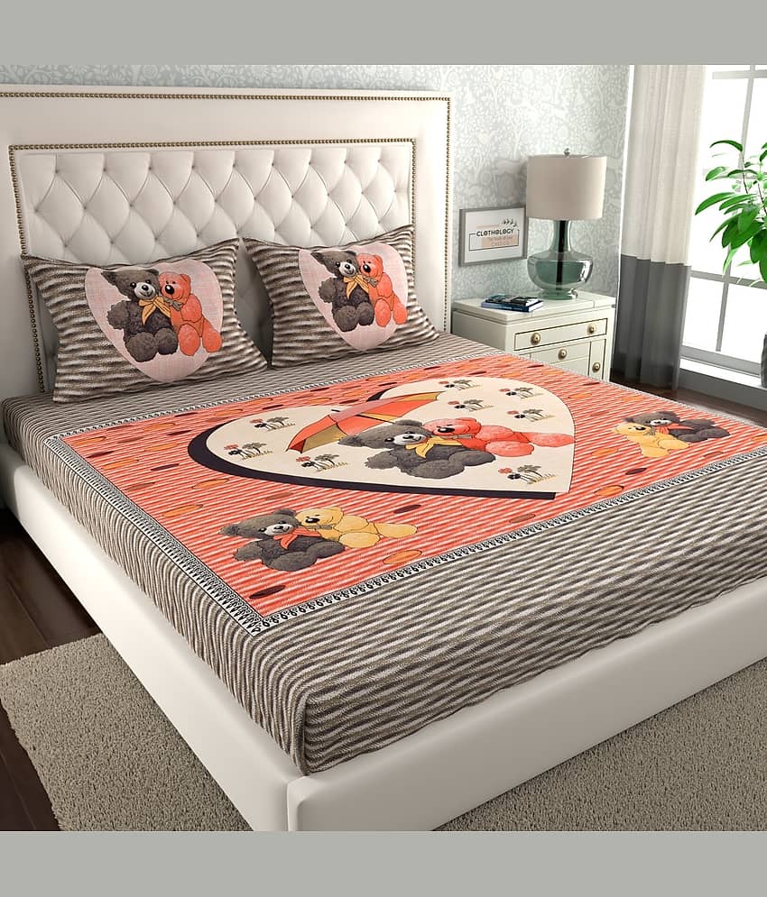 ABHACLOTHO Cotton 1 Double Bedsheet with 2 Pillow Covers ( Multicolor )