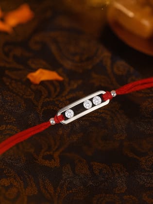 Diamond Look Silver Rakhi For Brother