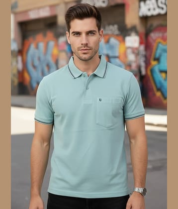 UNIBERRY Men Cotton Blend Regular Fit Solid Polo T Shirt ( Sea Green )