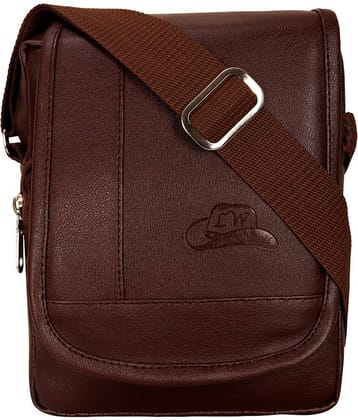 Leather World - Maroon Solid Messenger Bags
