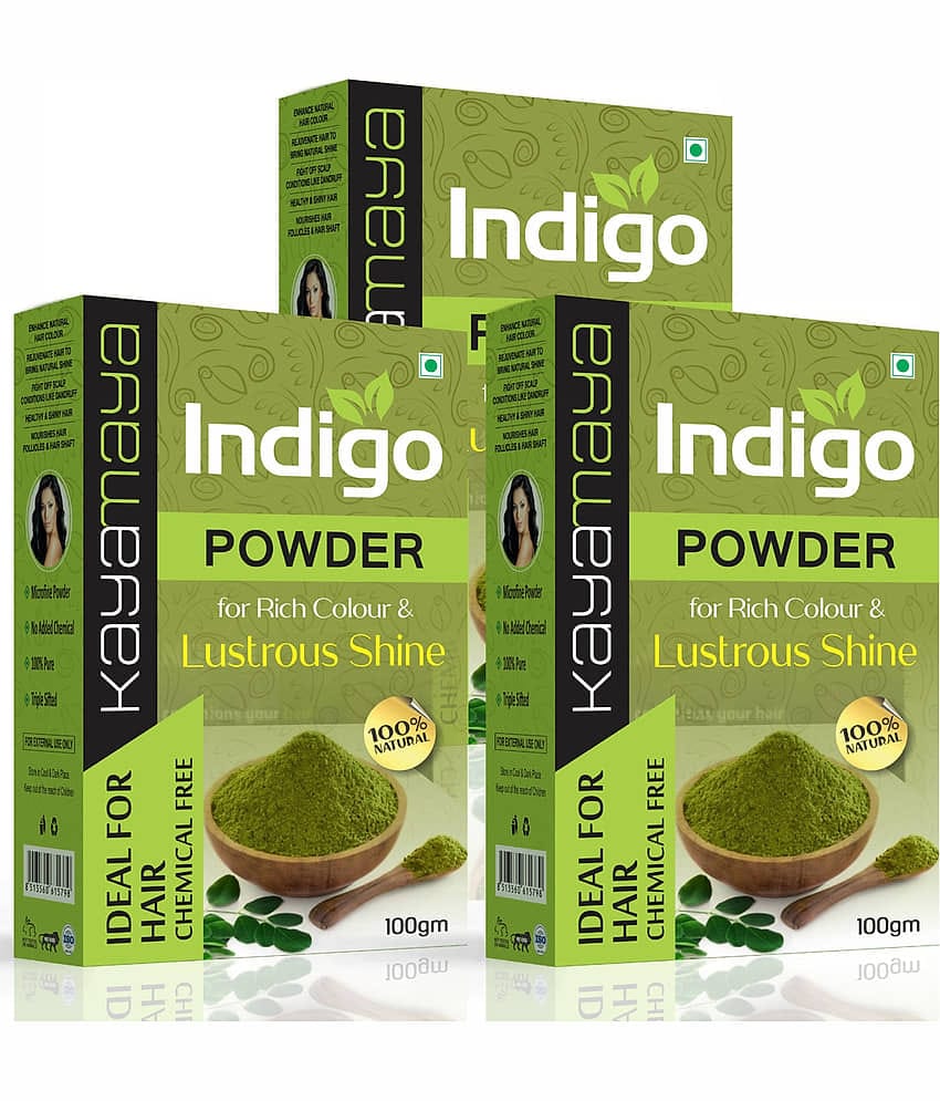 Kayamaya 100% Organic Indigo Powder Organic Henna 100 g Each (Pack of 3)