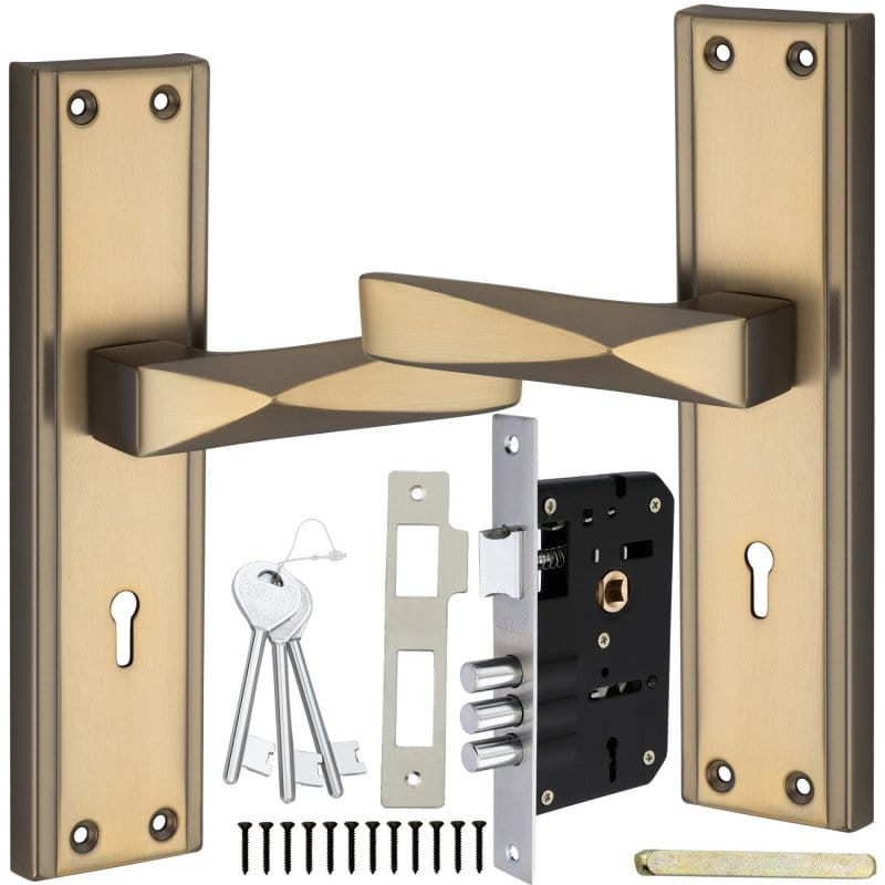 BUCKLER Iron Mortise Handle Lock for Main Door, Bedroom, Main Gate Heavy Duty-70MM Double Turn Lock-8 Inch-OCTANE