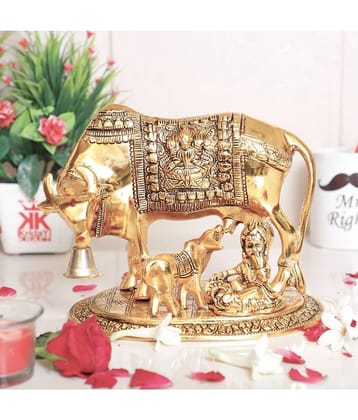 KridayKraft Aluminium Kamdhenu Cow Idol ( 17 cm )