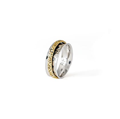 Golden X Fluid | 925 Silver Ring for Women & Men-10