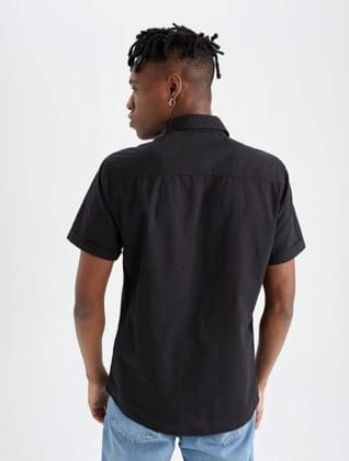 Men's Cotton Blend Solid Half-Sleeve Regular Shirt (Black, M)-PID56281 Men's Cotton Blend Solid Half-Sleeve Regular Shirt (Black, M)-PID56281