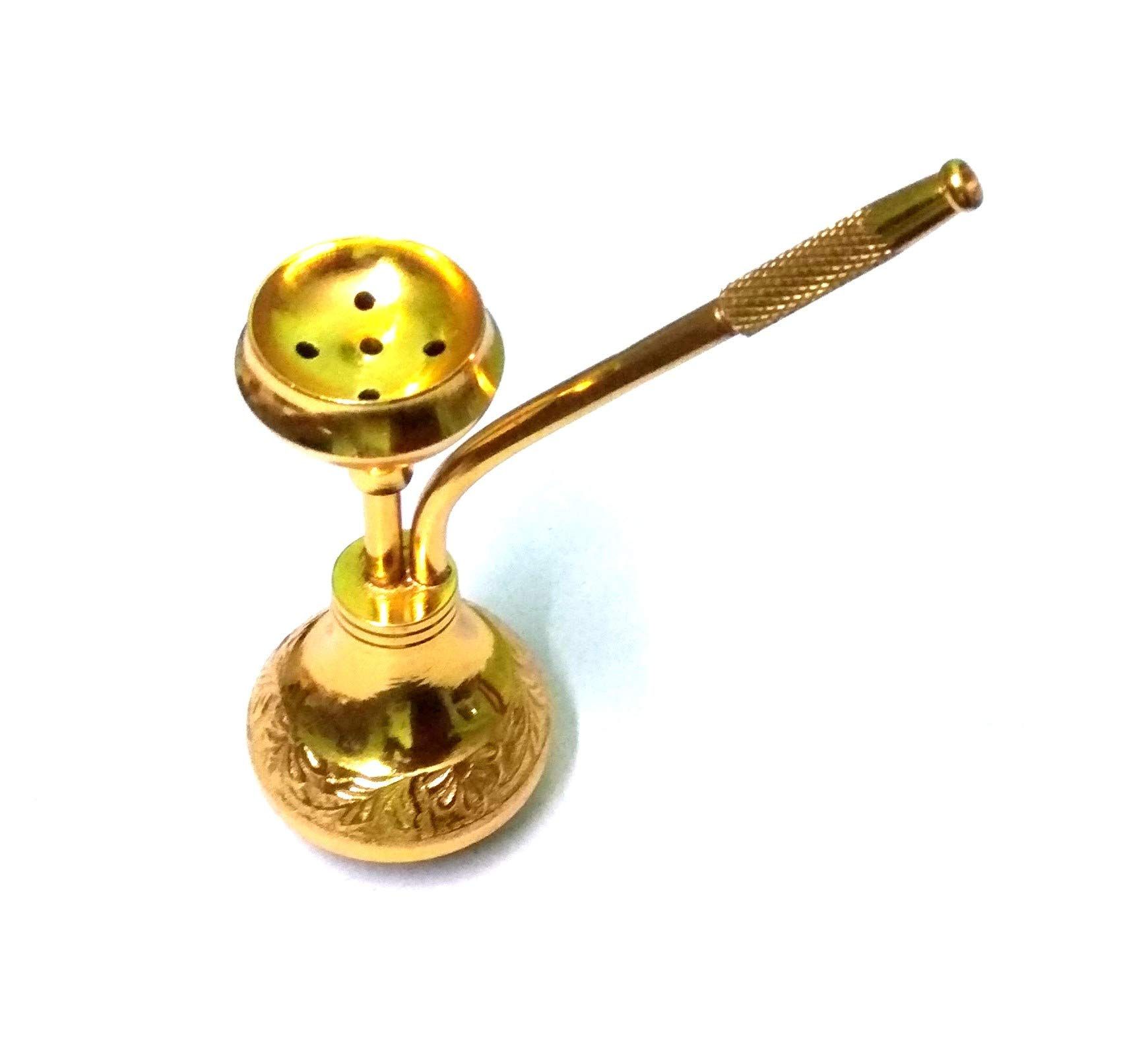 Nawani Small Pipe Metal Hookah and Showpiece (Bronze) Vintage Hookah Size - 9.5 X 13 X 4 Cm