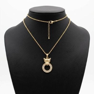 Tiger Head Circle Pendant Necklace | Gold-Tone Anti-Tarnish Imitation Jewellery