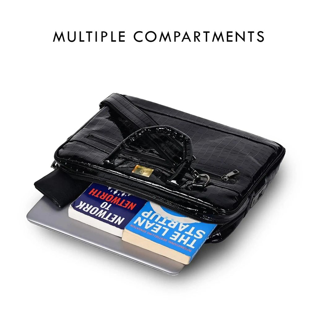 Croc-Textured Fingerlock Smart Laptop Bag