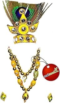 REAL SEED Brass Bal Krishna Decorative Crown (Multicolour_3.5 x 2.5 cm)